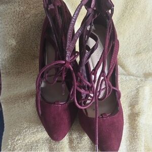 Charlotte Russe Burgundy Lace-Up Heels
